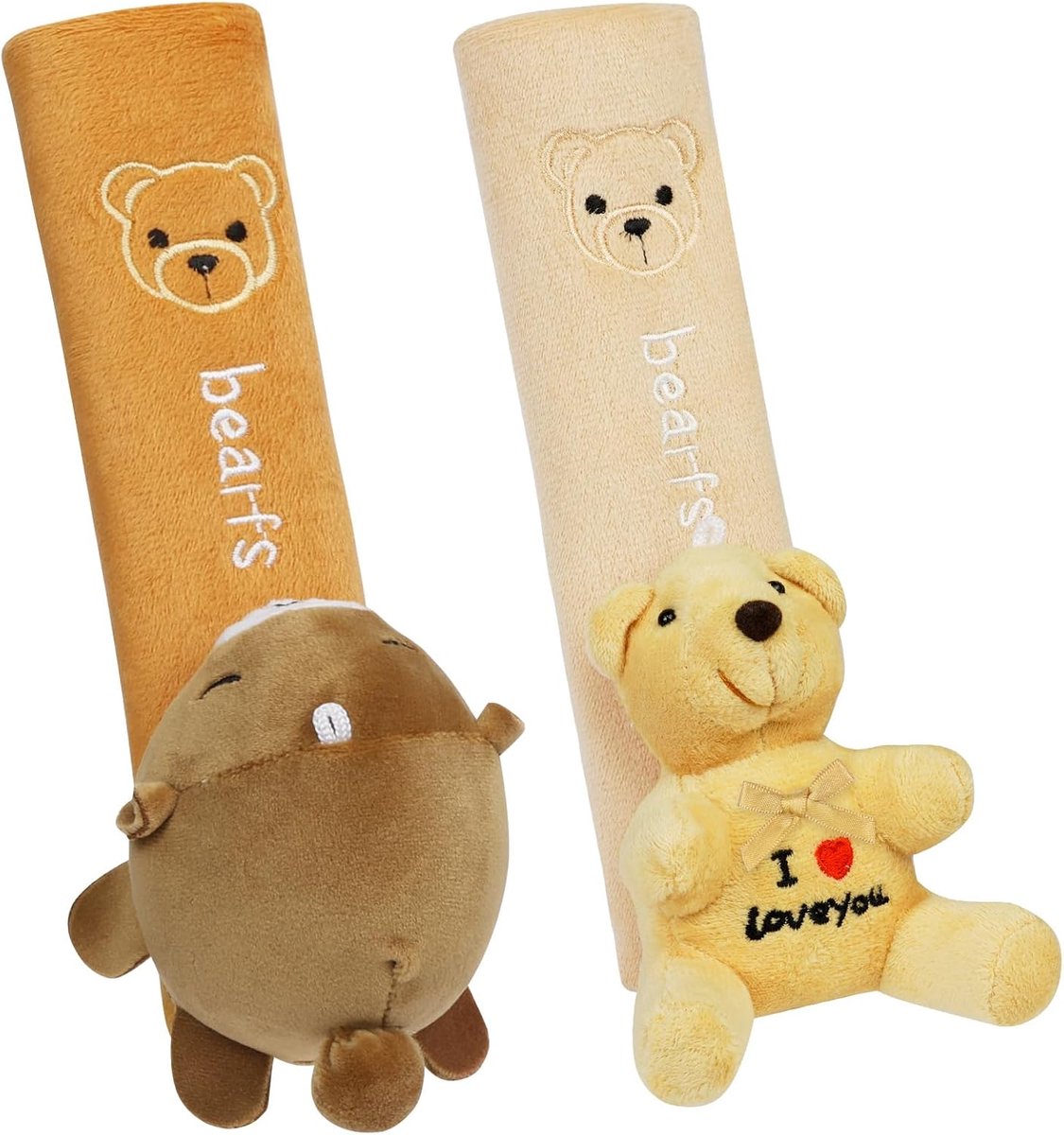 Zitveiligheid kinderzitje 2-pack - Beige beer & bruine dobby beer - Verhoogt comfort tijdens autorit - ShopVlot