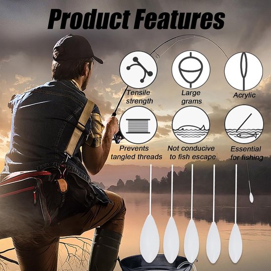 Cosensi- Casting Bobber 38 Stuks - Rubber Visdobbers - Inline Float - Terminal Tackle - 6g/8g/10g/15g/20g - Niet Schadelijk voor Vislijn - Visdobber van Cosensi — afbeelding 5