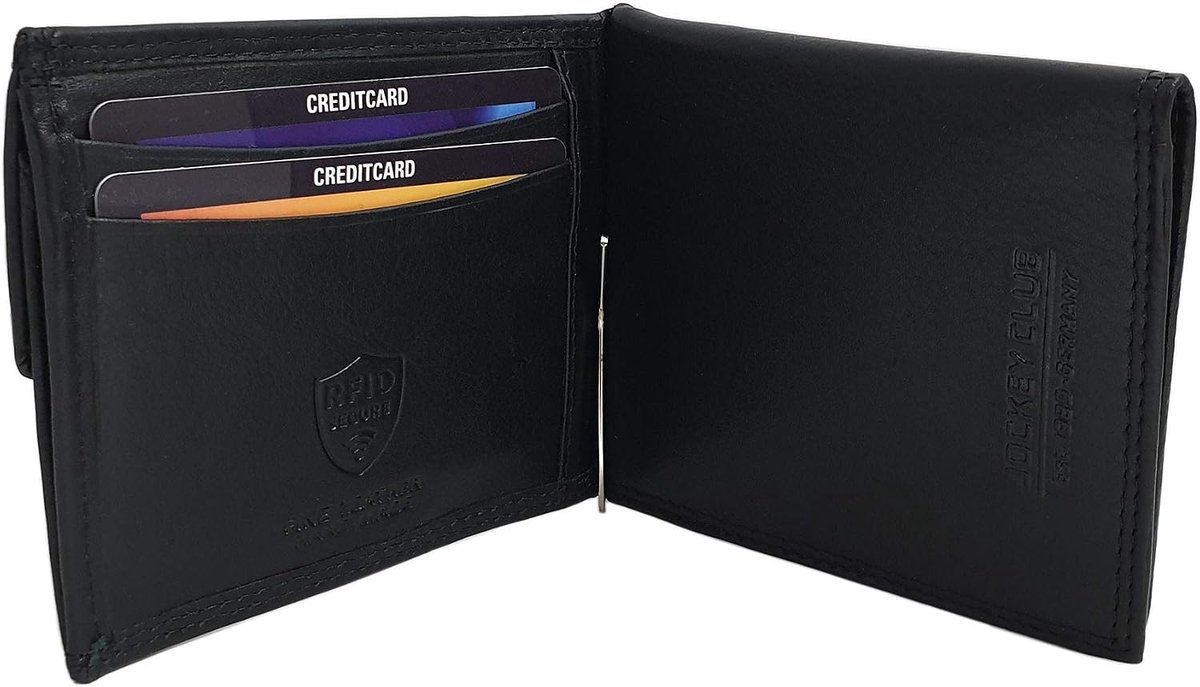 myledershop Cowhide Nappa Leather Wallet/Wallet/Money Clip and Separate Card Slots with RFID and NFC Protection - ShopVlot