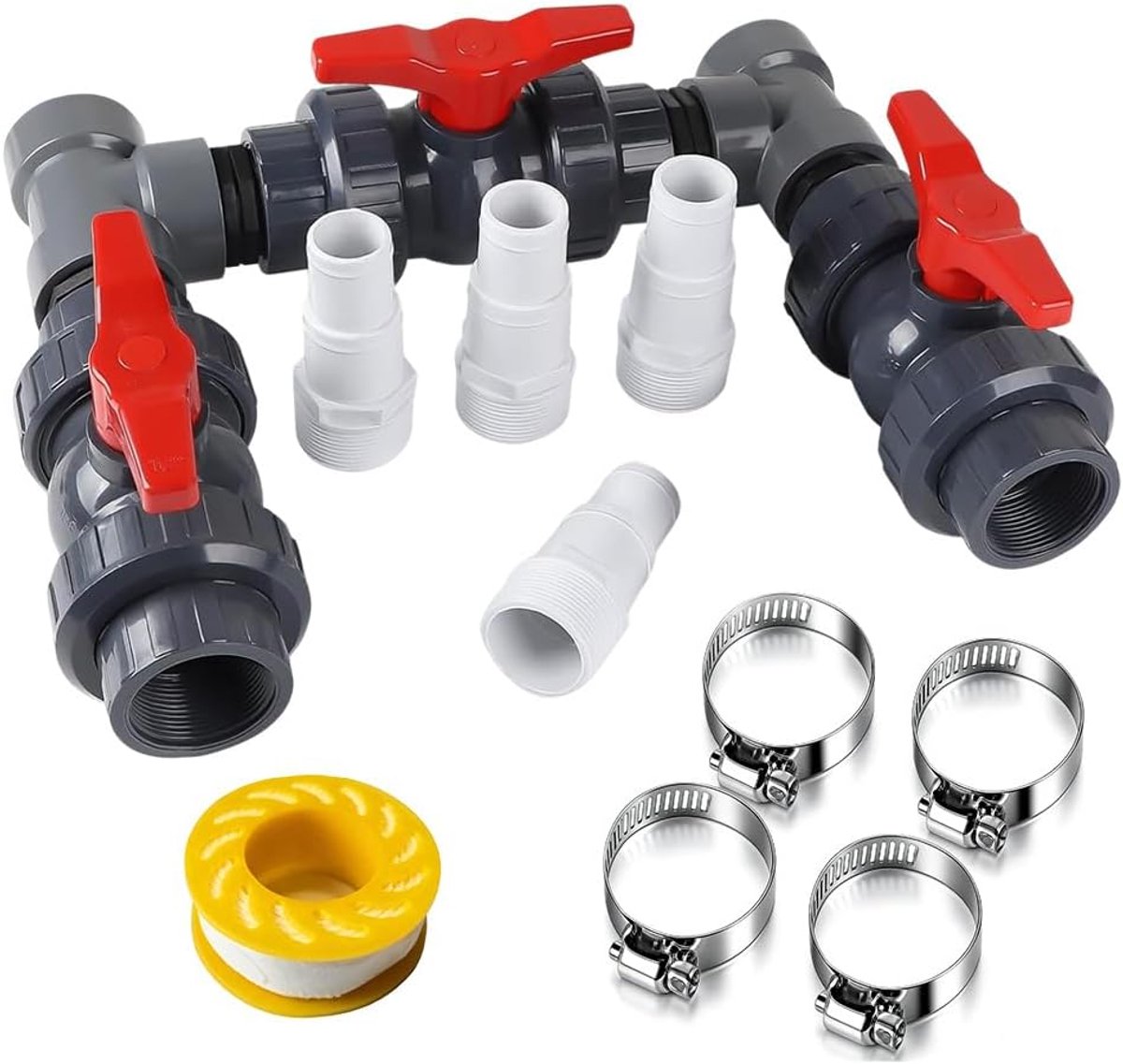 Bypass Pool Set Diameter 50 mm Heat Pump Pool Connection Set with 32 mm 38 mm Hoses Pool Heater Heat Pump Solar - ShopVlot