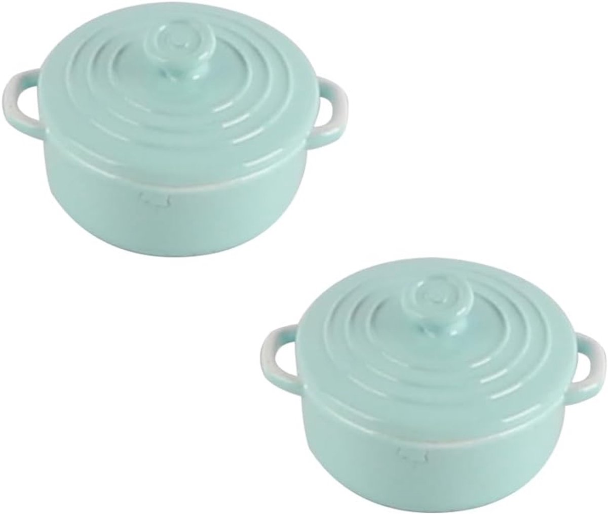 Set of 2 FONGKNOX Miniature Cooking Pots and Pans with Lids Mini Casserole 1/12 Dollhouse Decor Miniature Cooking Pot - ShopVlot
