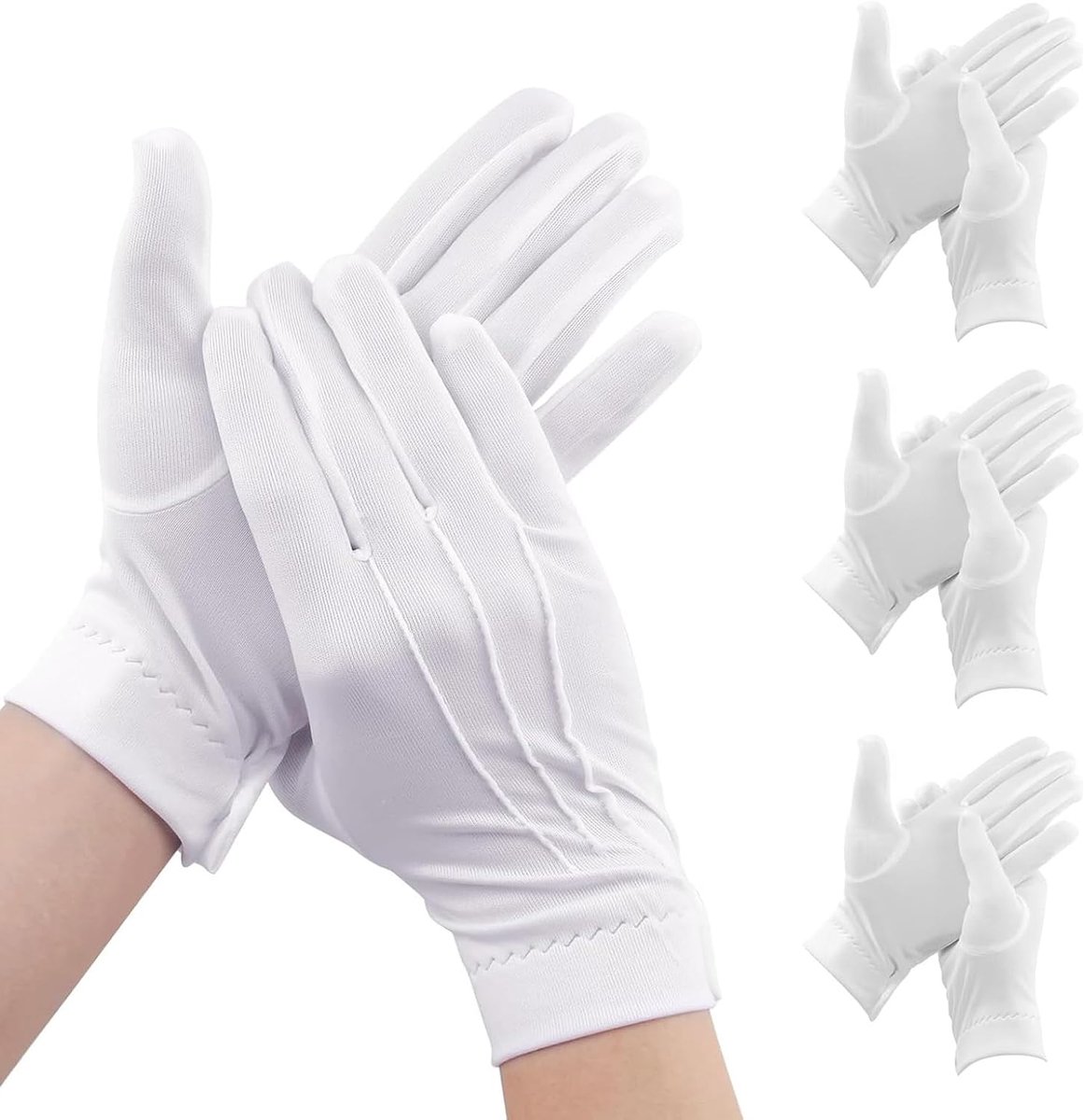 Witte nylon katoen handschoenen - unisex - voor formele gelegenheden - beschermt uw handen - ShopVlot