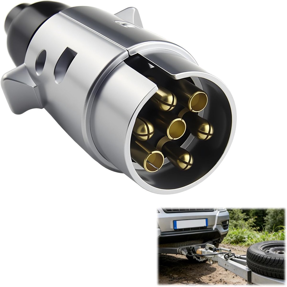 Trailer stekker 7-polig - aluminium - waterdicht - ideaal voor caravan en aanhanger - ShopVlot