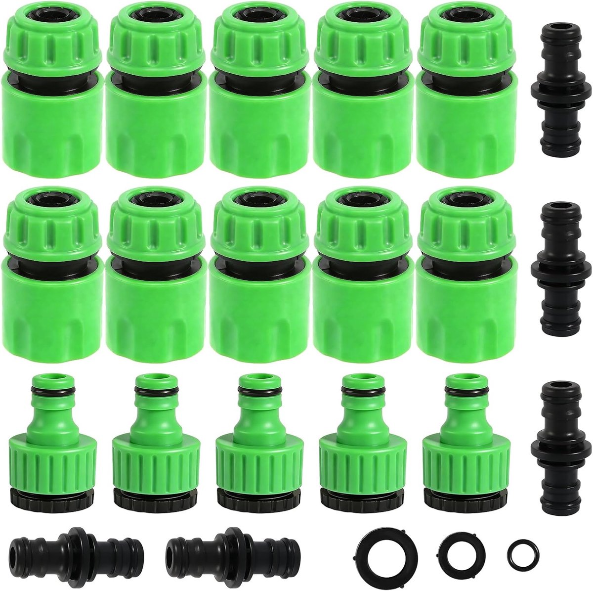 Tuinslangconnectorset 20 stuks - 10 x 1/2 inch en 5 x 3/4 inch - Slangverbinders en kraanverbinding - ShopVlot