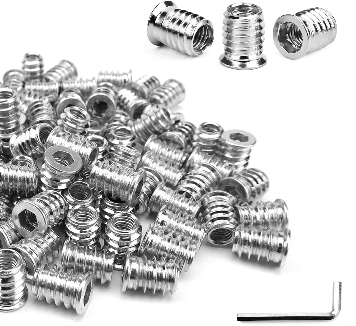 Draadinsert M6 x 15 mm - 100 Stuks Schroefmoeren - Gecoat Staal - Voor Meubelassemblage - ShopVlot
