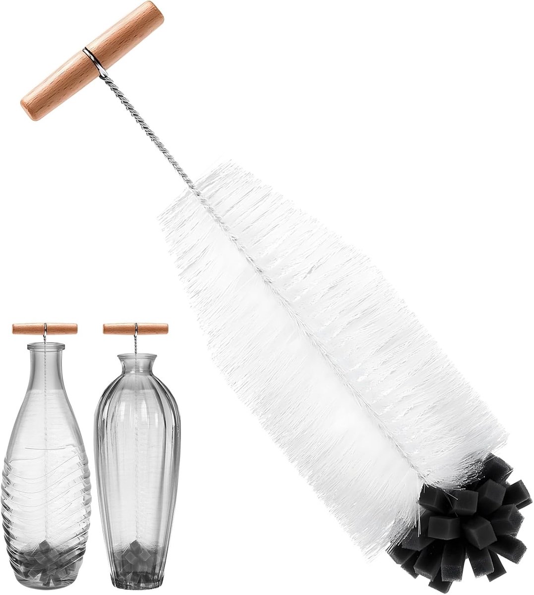 Flessenborstel 32,5 cm - Ergonomische handgreep - Krasvrije reiniging - Effectieve schoonmaak voor glazen flessen - ShopVlot