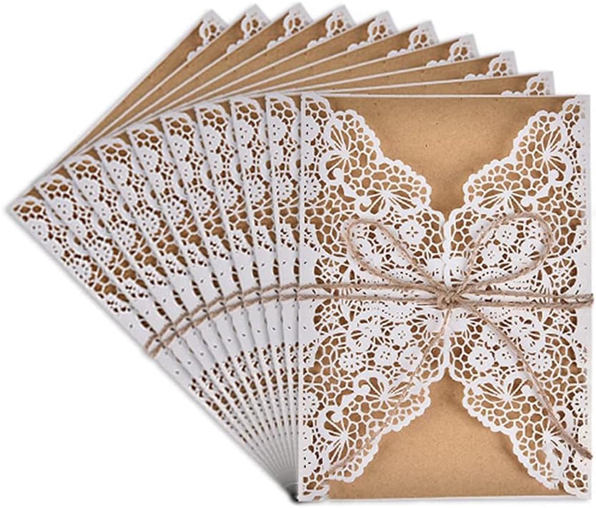 Huwelijksuitnodigingen - Vintage Laser Cut - Retro Ontwerp - Perfect voor speciale gelegenheden - ShopVlot