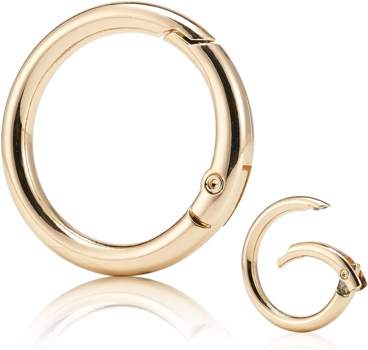 O-Ringen met metalen karabijnhaak 25mm - goudkleurig - roestvrij en duurzaam - ideaal voor sleutelhangers - ShopVlot