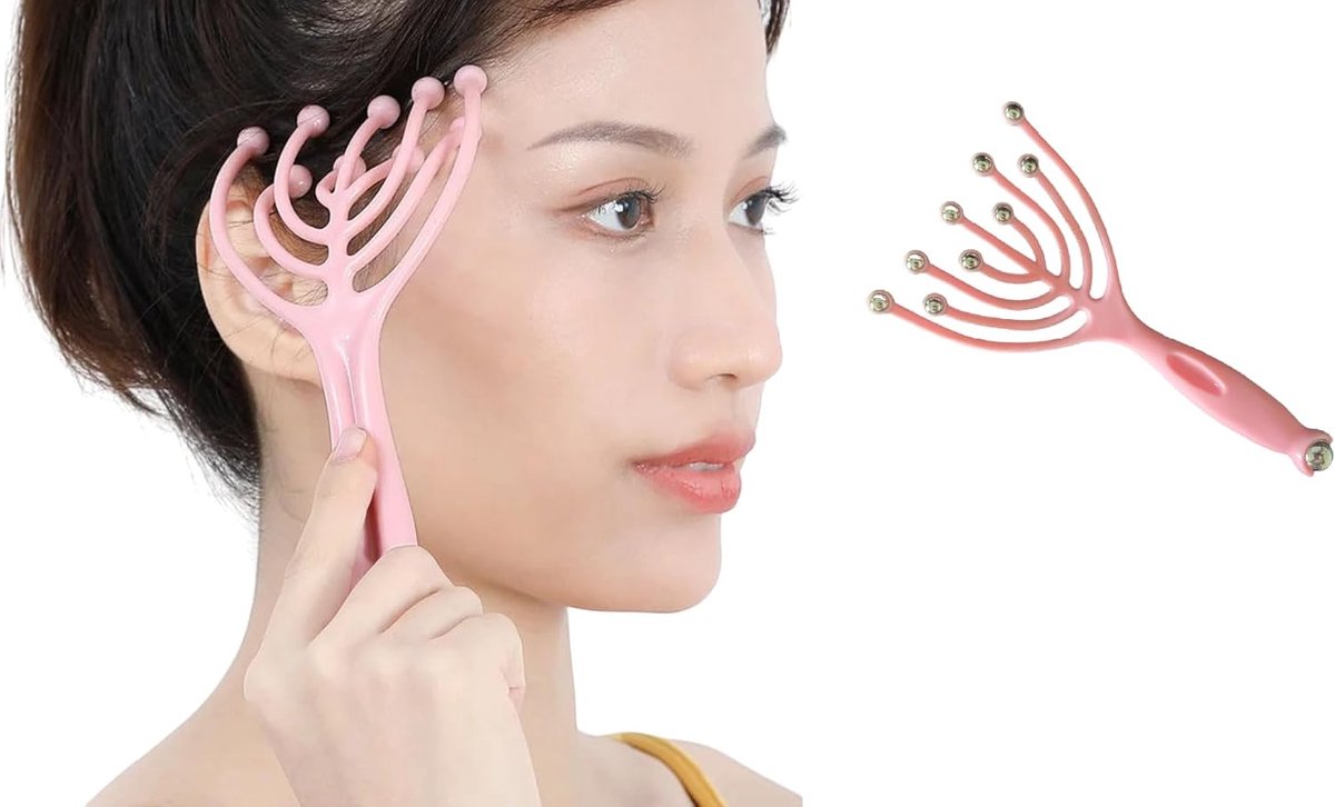 Hoofdmassageklauw met 10 ijzeren ballen - handmatige massager - stressverlichting - bevorderd haargroei - ShopVlot