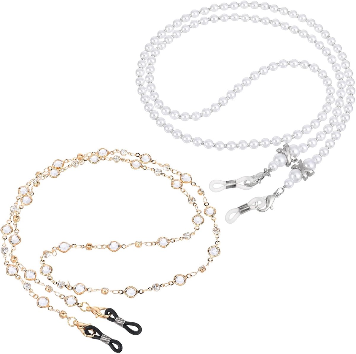 Glazen ketting voor dames - 2-delige set - kralenketting - stijlvolle nekband voor brillen - ShopVlot