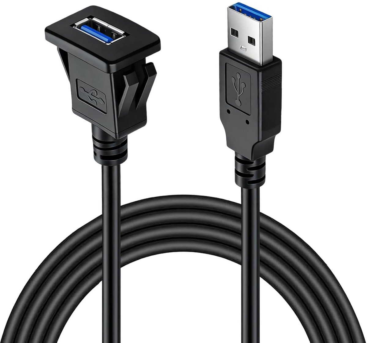 USB dashboard kabel 1 m - USB-A verlengkabel - flush-mounted socket - handige aansluiting voor voertuigen - ShopVlot