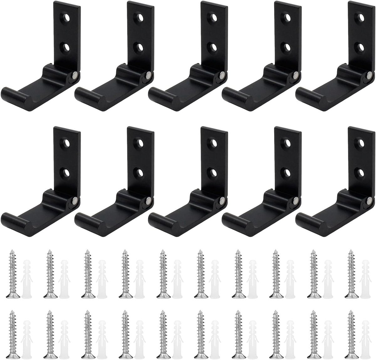 Opvouwbare wandhaken 10 stuks - Zinklegering - Voor handdoeken en mantels - Geschikt voor badkamer en ingang - ShopVlot