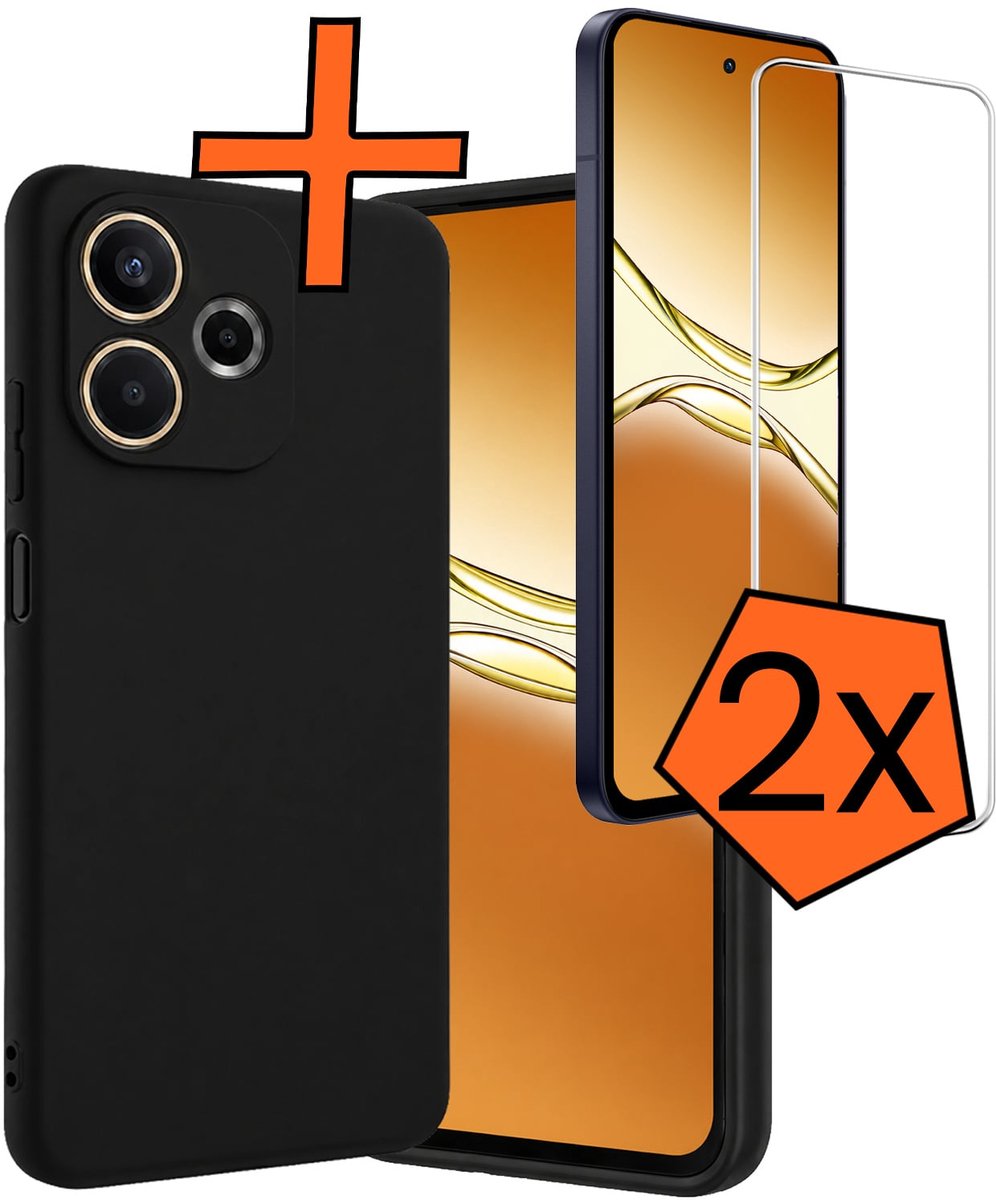 Hoes - Met 2x Screenprotector - Geschikt voor OPPO A5 Pro - Sterk & Shockproof - Back Cover - Siliconen Case - Telefoon Hoes - Zwart