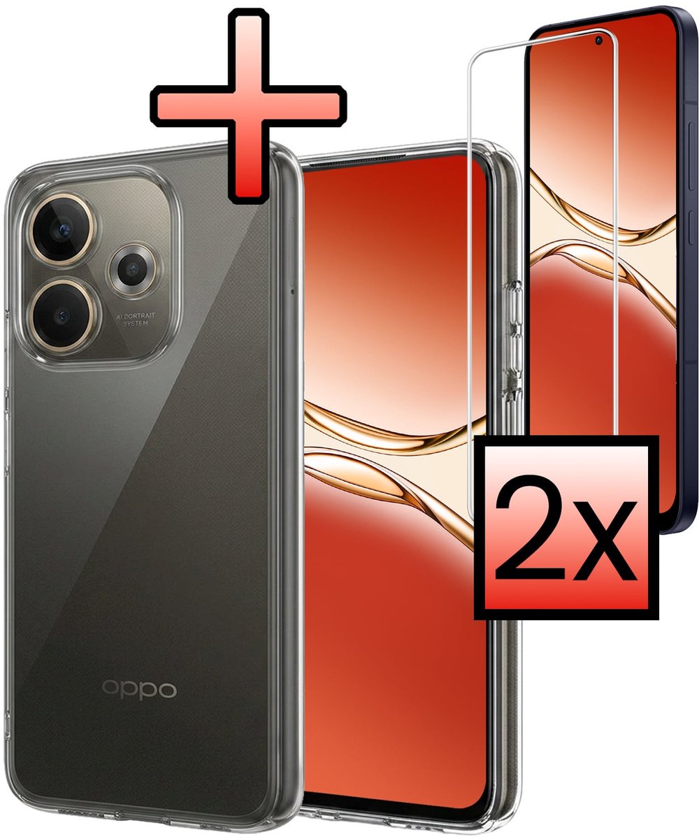 Hoesje - Met 2x Screenprotector - Geschikt voor OPPO A5 Pro - Sterk & Shockproof - Back Cover - Siliconen Case - Telefoon Hoes - Transparant