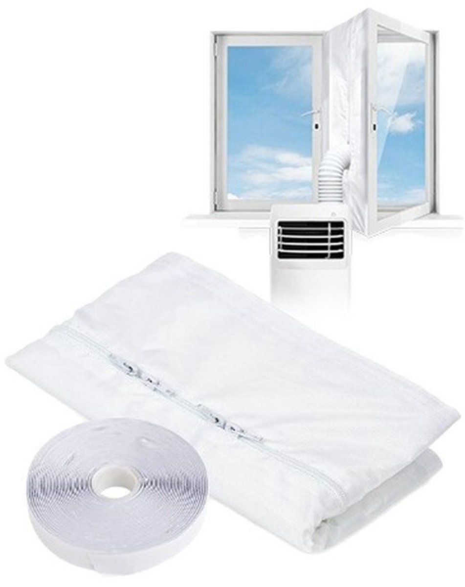 Raamafdichting voor mobiele airco - S - 300 cm – Afdichtingsdoek voor schuiframen/-deuren – Afdichting voor mobiele airco – Warmte-isolerende afdichting voor draairamen – Afdichting voor afvoerslang