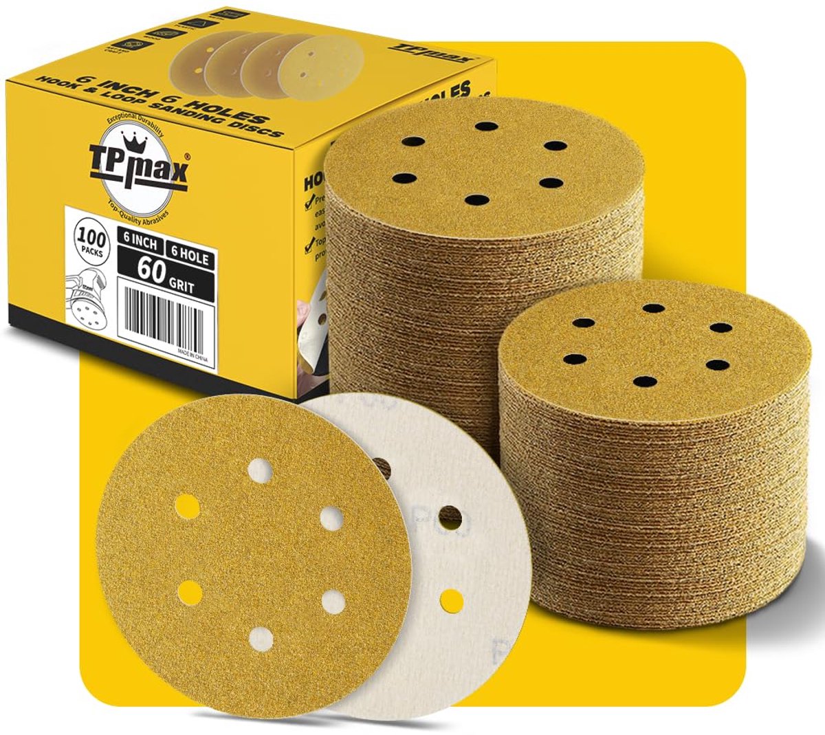 Schuurdiscs 150 mm - 100 stuks - 60 grit - Voor hout en metaal - ShopVlot