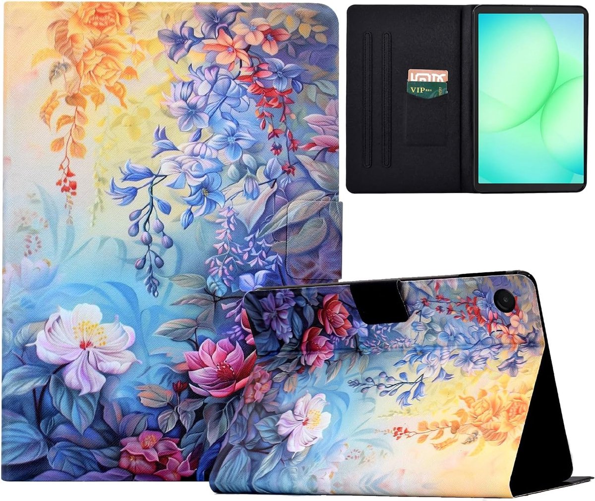 Hoes voor Samsung Galaxy Tab A11 8,7 inch - ultradunne PU-leer - bloeiende bloemen - ideale bescherming - ShopVlot
