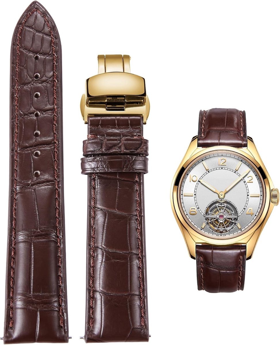BINLUN Genuine Alligator Watch Strap 18 19 20 21 22 24mm Crocodile Watch Band Leather Watchbands Butterfly Clasp with - ShopVlot