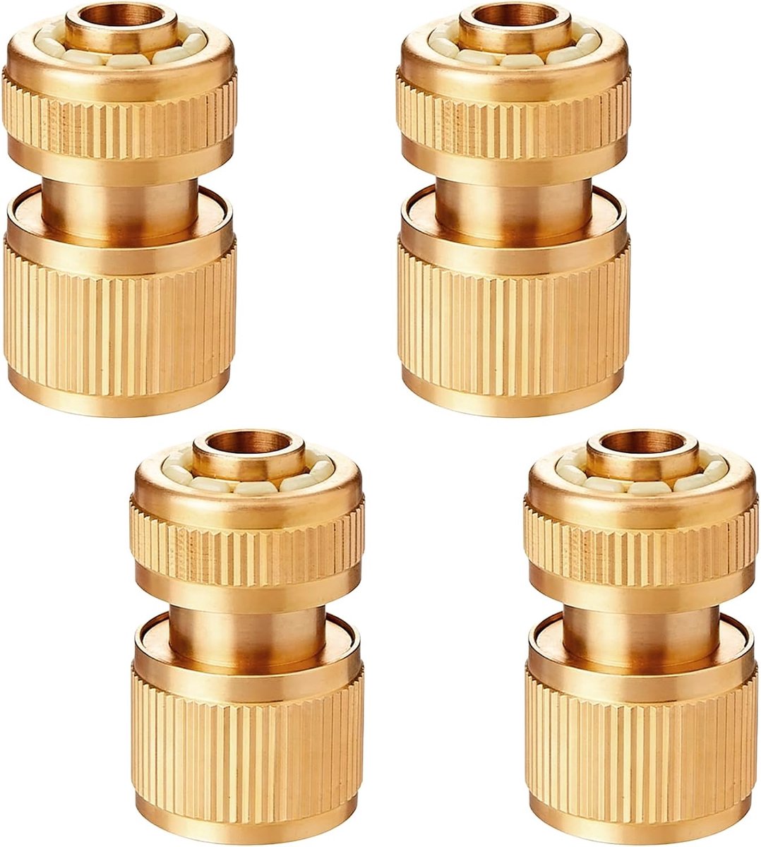 4 stuks tuinslang, snelkoppeling, 1/2 inch messing snelslang, eindverbinder, tuinslang voor buisverbinding, tuin - ShopVlot
