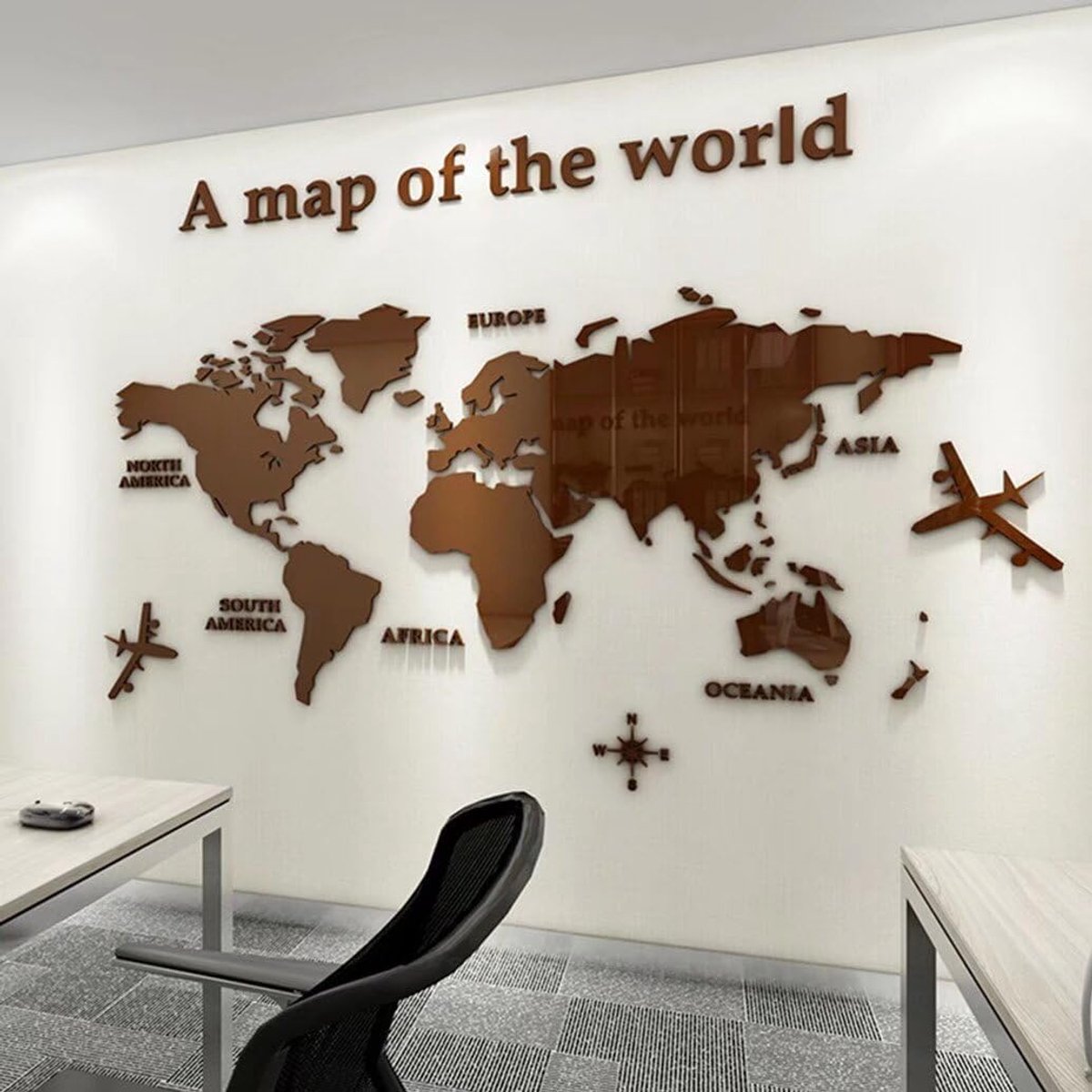 Acryl 3D Wereldkaart Muurschilderingen Stickers Achtergrond Kunst Decoratie Decor Poster Muurschilderingen Decals - ShopVlot