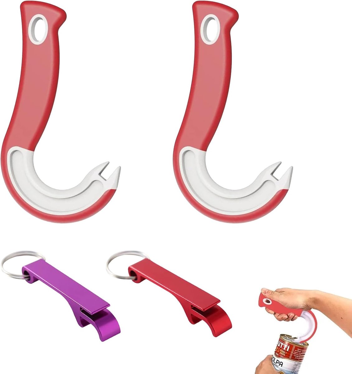 Blikopenerset 4-delig - handmatige opener - voor zwakke handen - compacte oplossing - ShopVlot