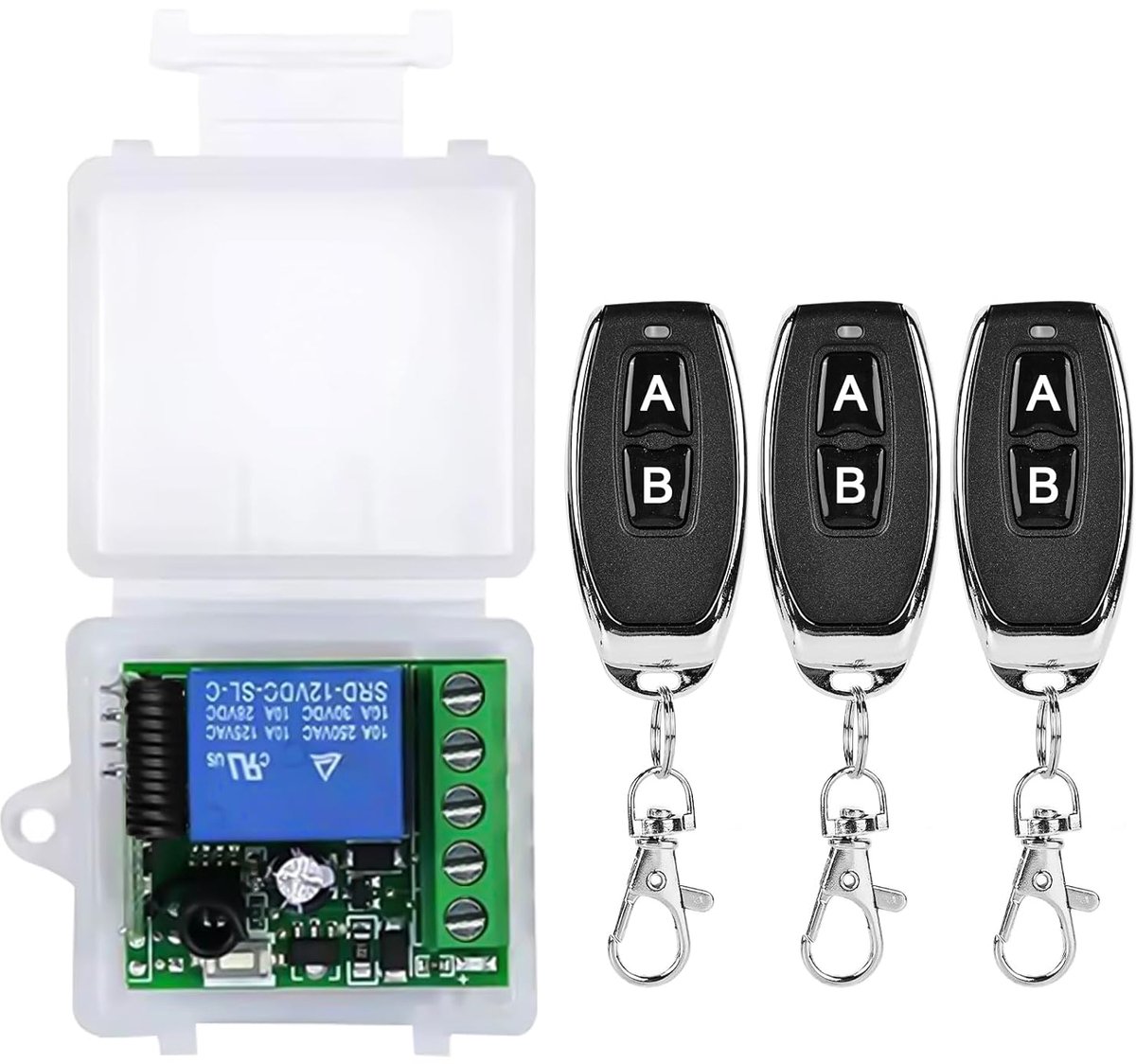 Draadloze relaisontvanger - DC 5V/12V/24V - met 3 zenders - ideaal voor garage deur - ShopVlot
