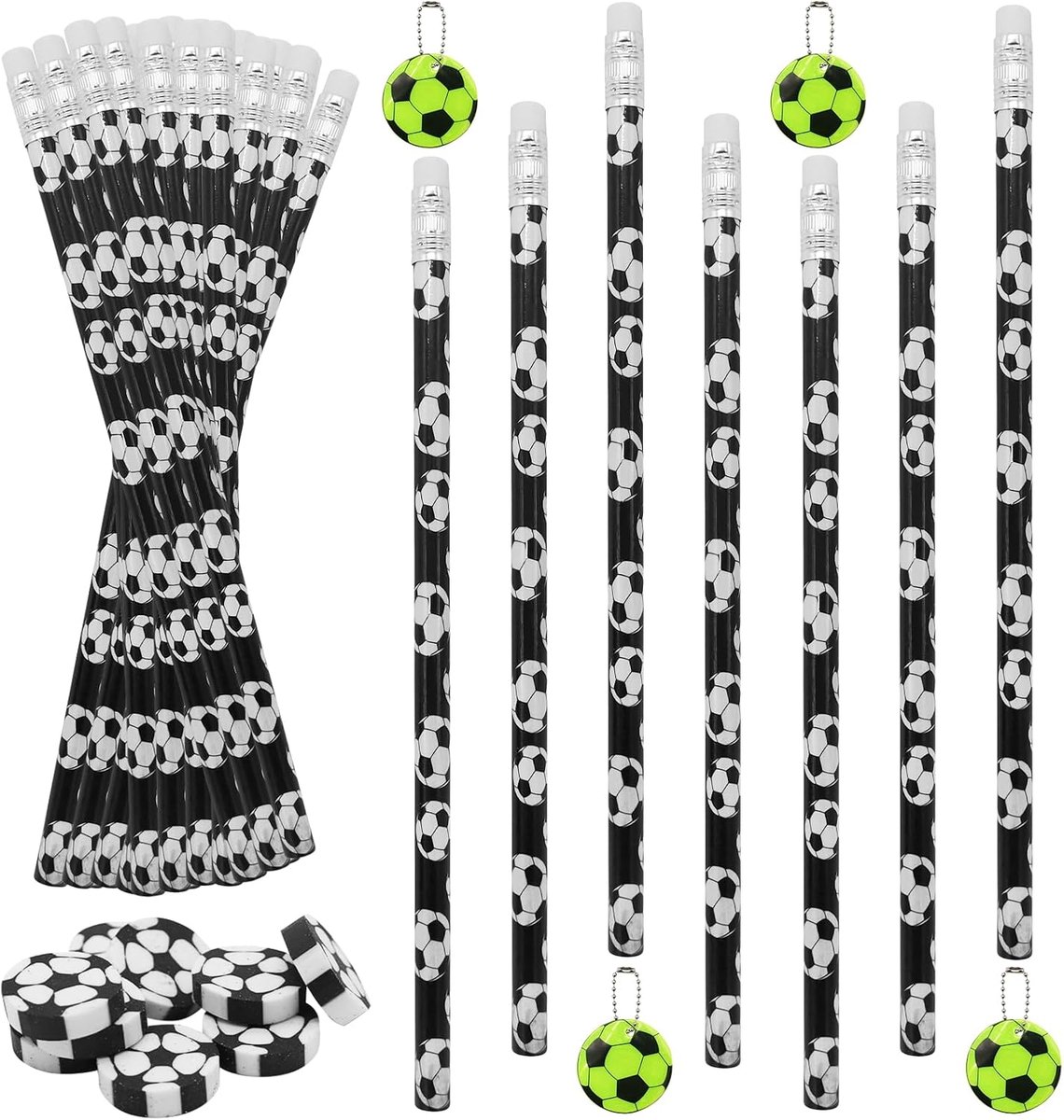 Voetbal feesttassen 36 stuks - Potloden, gum en reflecterende hangers - Ideaal voor verjaardagsfeestjes - ShopVlot