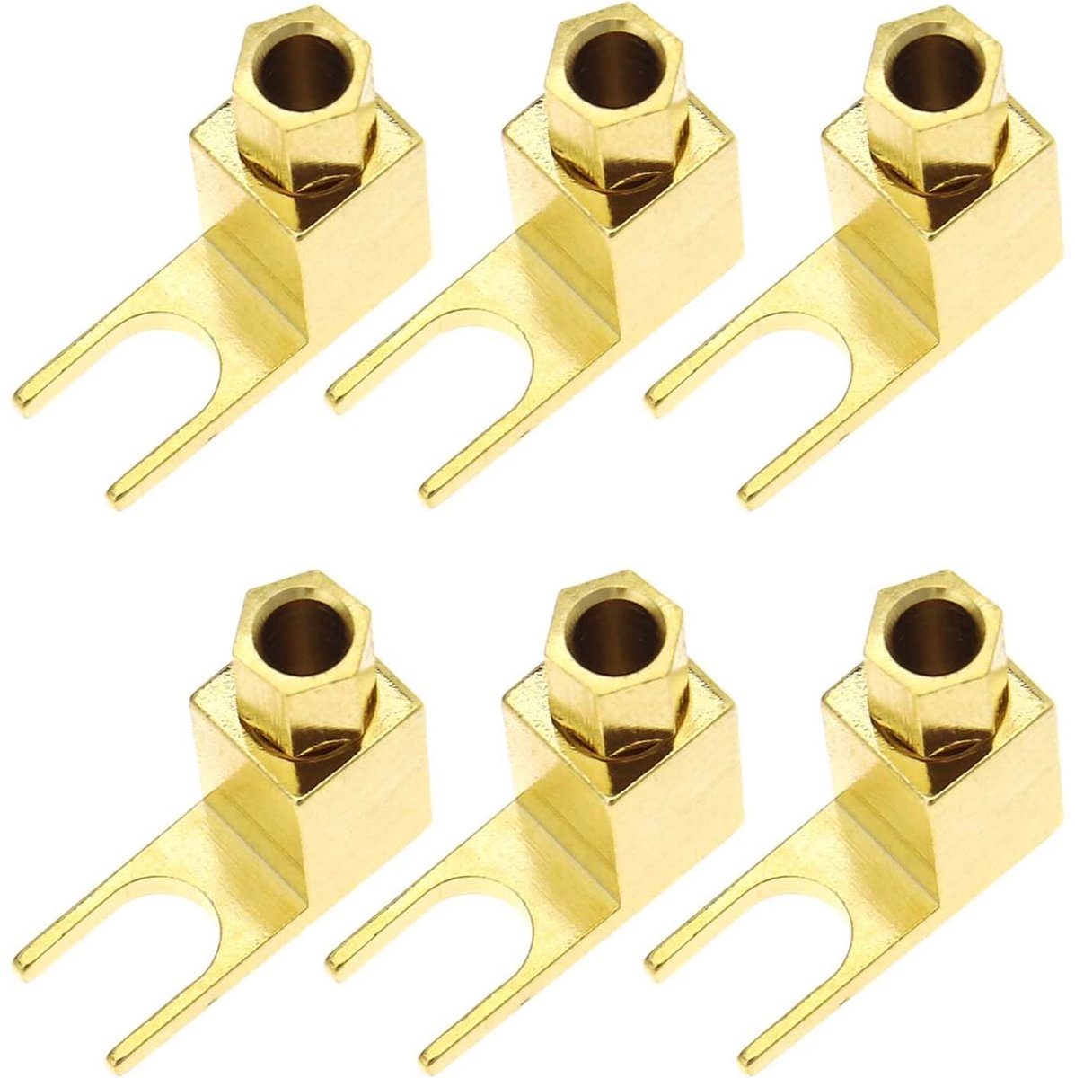 Luidsprekerkabel connector 6 stuks - hi-end banaan naar spade adapter - 24K verguld - voor helder geluid - ShopVlot