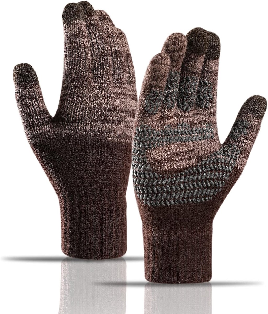 Gebreide warme handschoenen voor mannen - antislip touchscreen - thermisch fleece gevoerd - ShopVlot