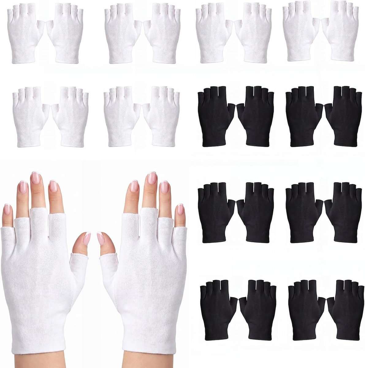 Katoenen handschoenen 12 paar - dunne vingerloze handschoenen - ademend materiaal - ideaal voor slapen - ShopVlot