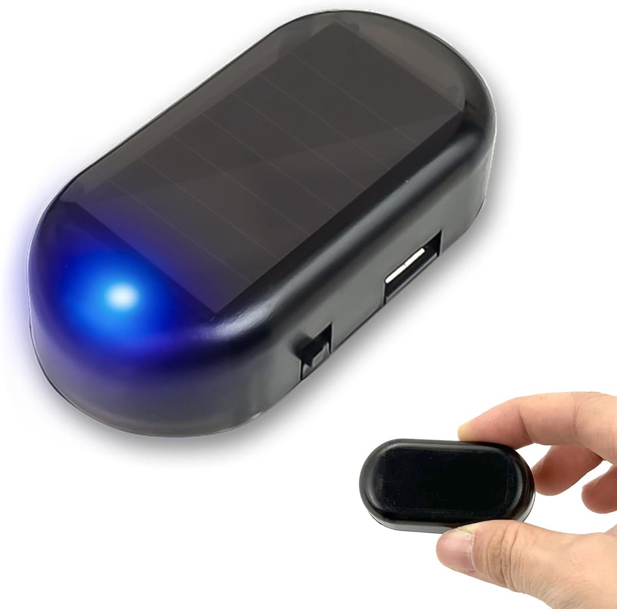 SnelShoppen - LED Anti-Diefstal Bescherming Zonnepaneel Signaal Lampen met Flitsalarm voor Auto Blauw - Veiligheid, Eenvoudig te Installeren, Voor Das
