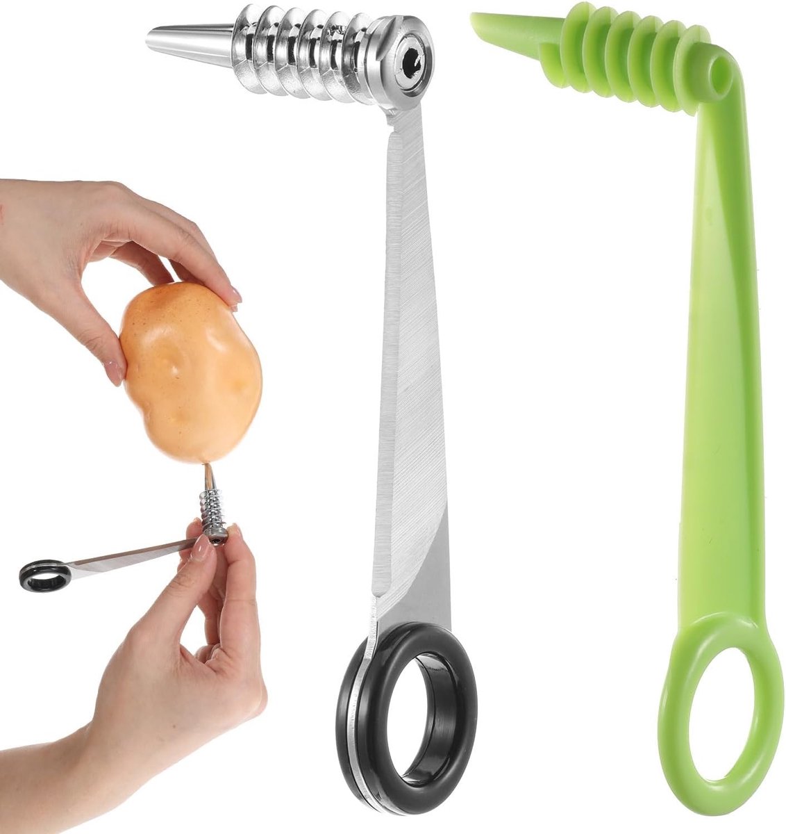 Spiraalsnijder - Zilver - 10,5 x 3,8 x 2 cm - RVS en Plastic - Voor Groenten en Fruit