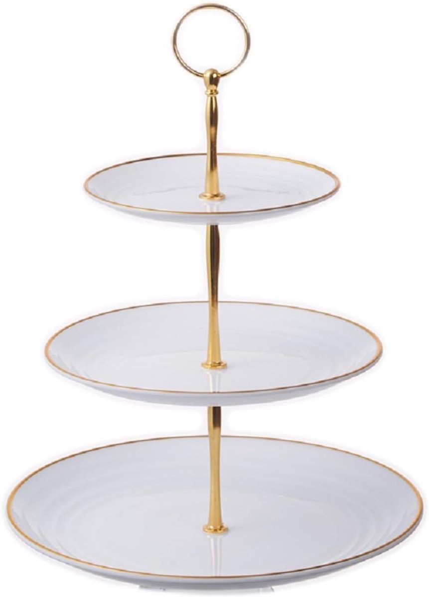 Etagère 3 etages - porselein - elegant ontwerp - ideaal voor bruiloften - ShopVlot