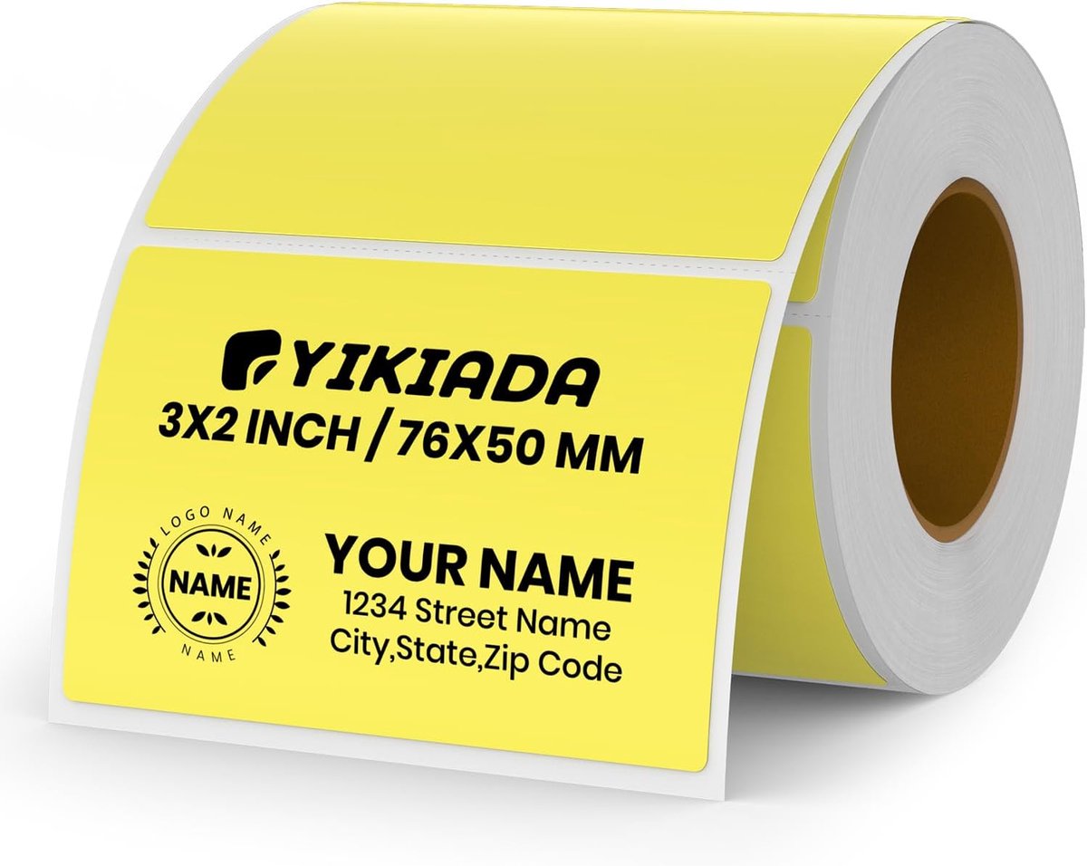 Thermische Etiketten 50x76mm - Gele Vinyl - Waterdichte Zelfklevende Stickers - Perfect voor Adressen en Barcodes - ShopVlot