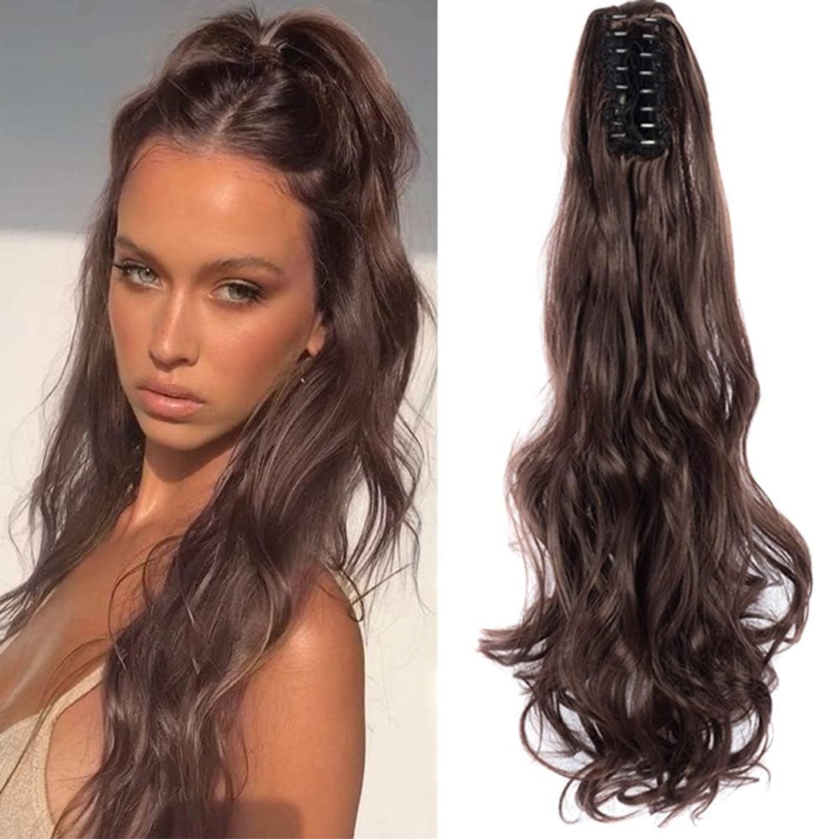 Ponytail Haar Extension Clip 50 cm - Golvend synthetisch - Realistisch en makkelijk te kammen - ShopVlot