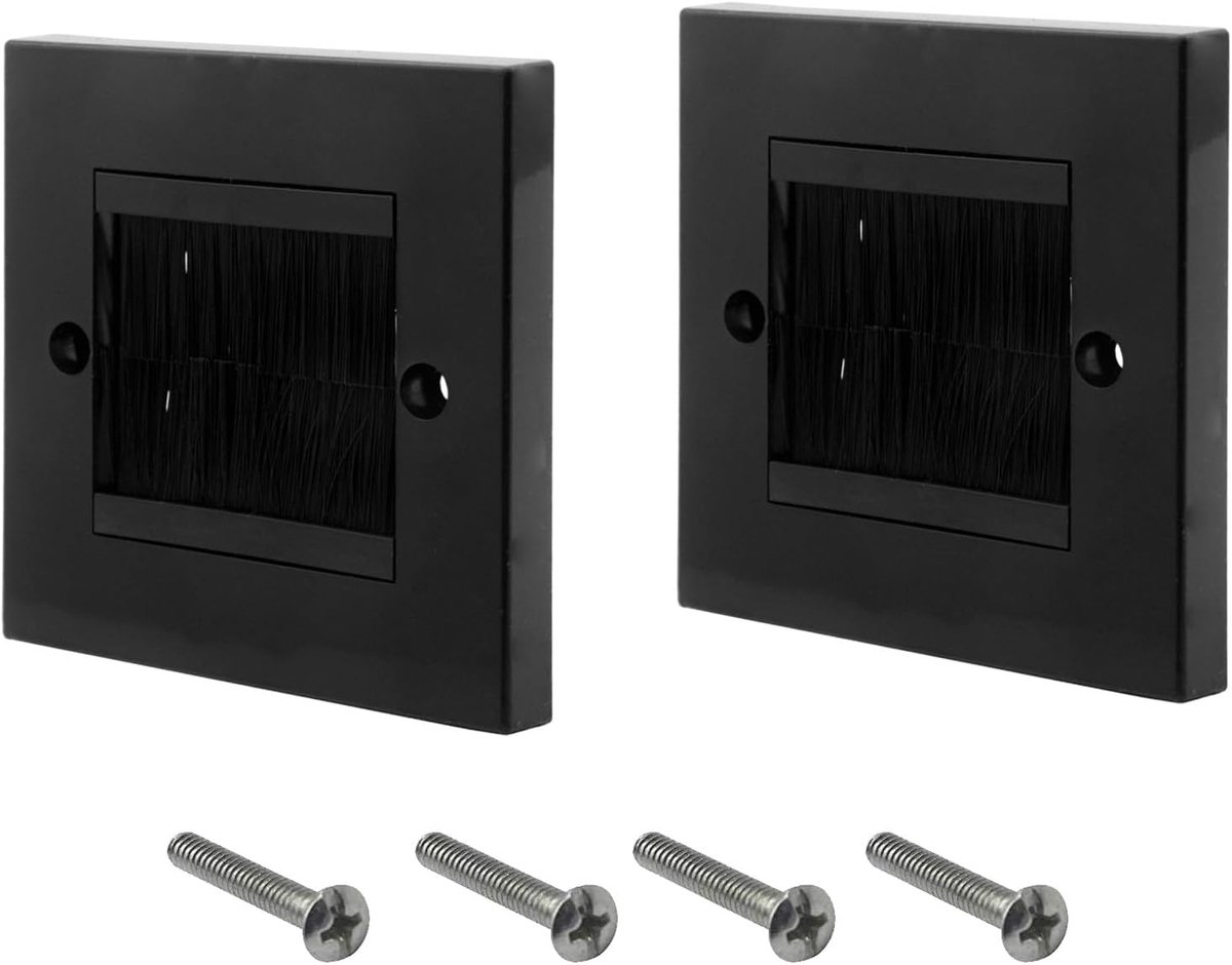 wandplaten voor kabels met borstels - 2 stuks - kunststof - netjes kabels verbergen - ShopVlot