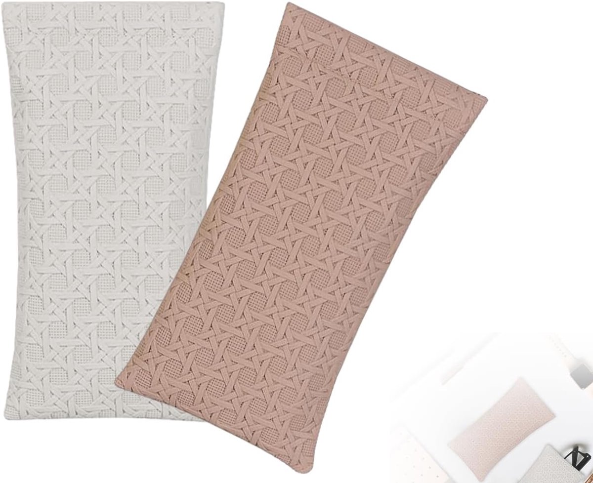 Brillenhoes 2 Stuks - Zacht Leren Brillenhoes - Khaki en Vies Wit - Perfect voor Bescherming van Je Bril - ShopVlot