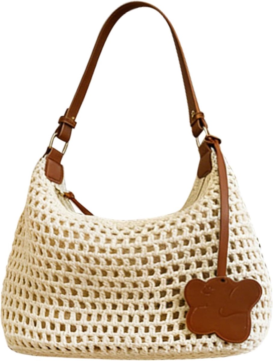 Schoudertas dames - katoen - gehaakt - perfect voor strand - ShopVlot