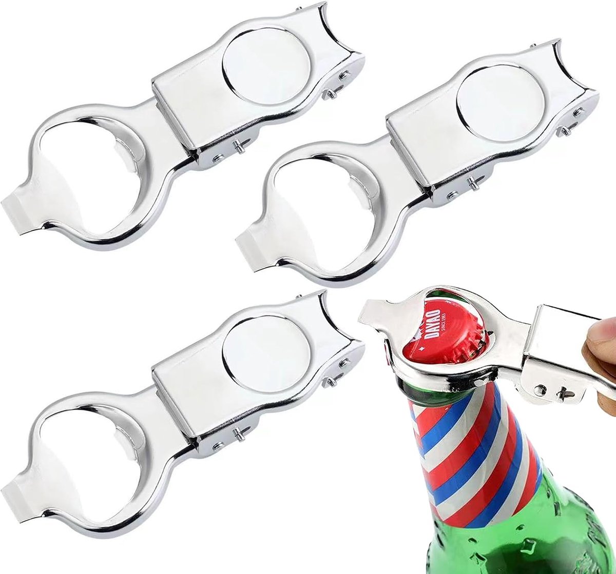 Opvouwbare bierflesopener 4 stuks - roestvrij staal - multifunctioneel - ideaal voor picknick - ShopVlot