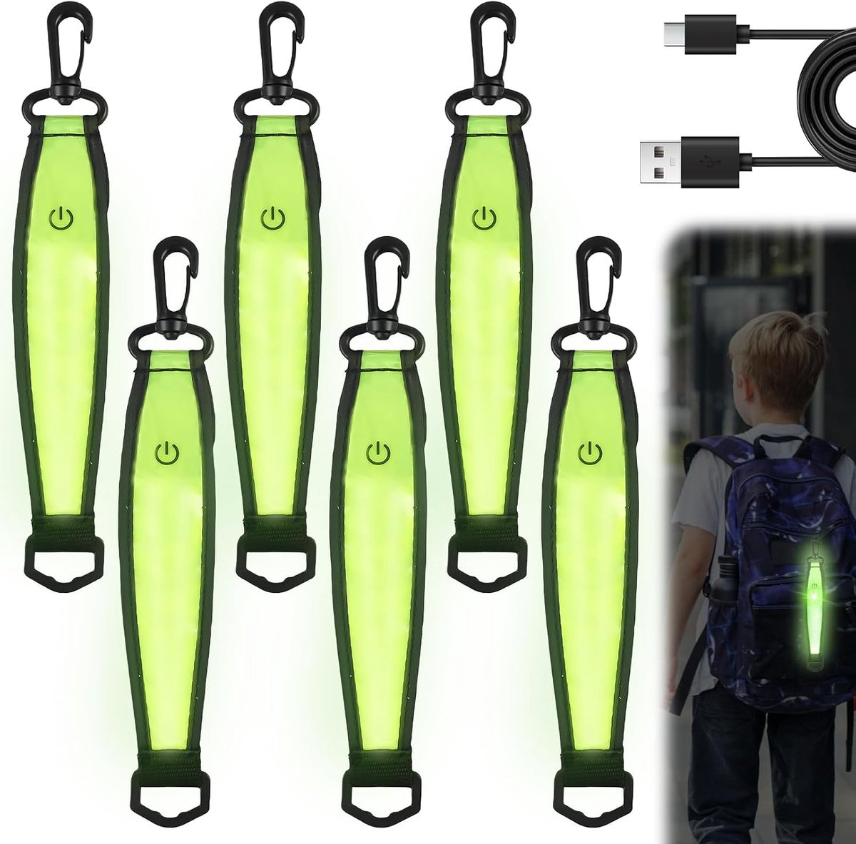 LED knipperlicht schooltas - 3 modes - USB oplaadbaar - verhoogt de veiligheid voor kinderen - ShopVlot