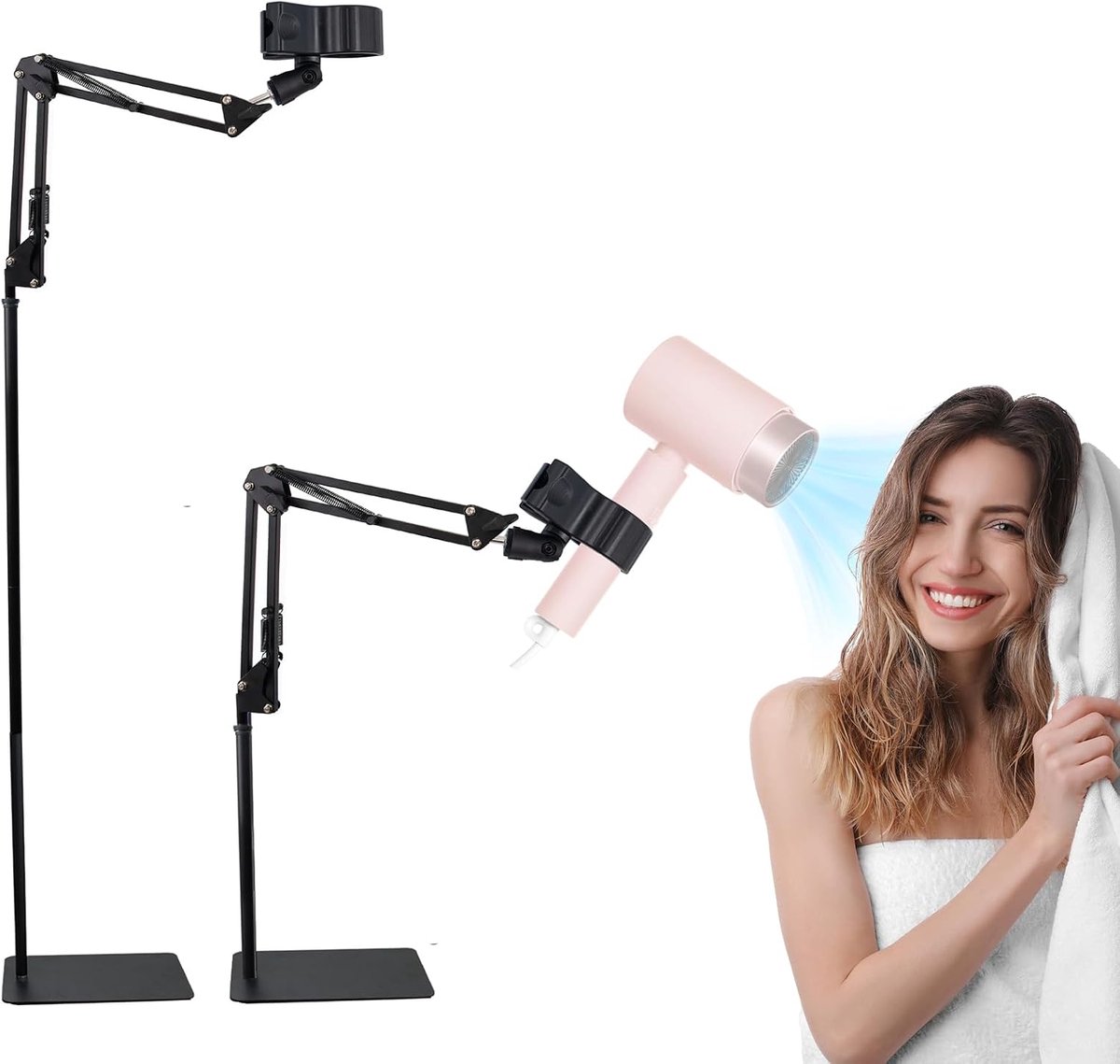 Porte-sèche-cheveux sur Pied Avec Base Lourde - Réglable en Hauteur (1,75 m) et en hoek - ShopVlot