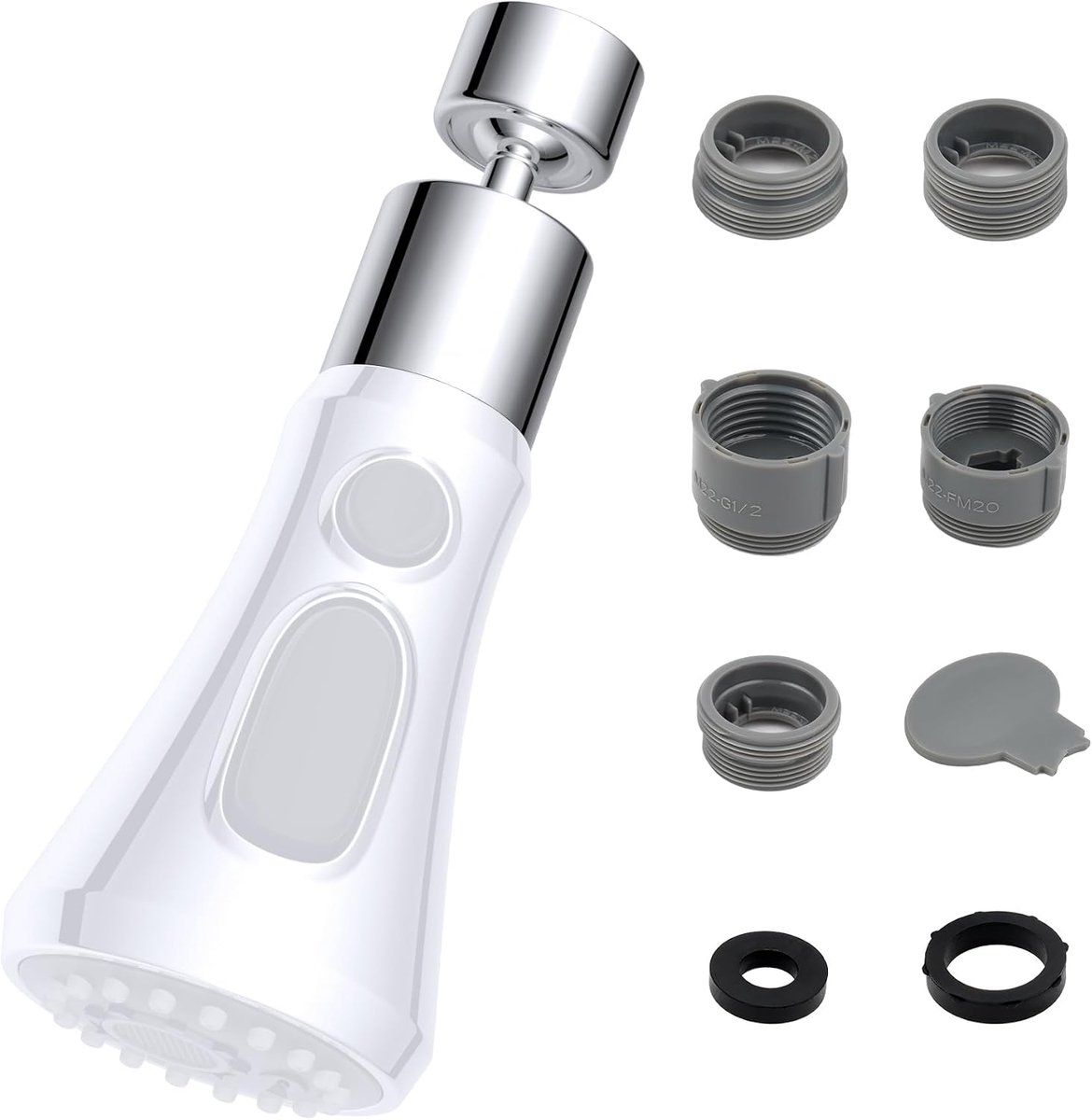 Hibbent G3/4" to G1/2" Faucet Adapter, Fittings European Tap Adapter with 5 Plastic Adapters - ShopVlot