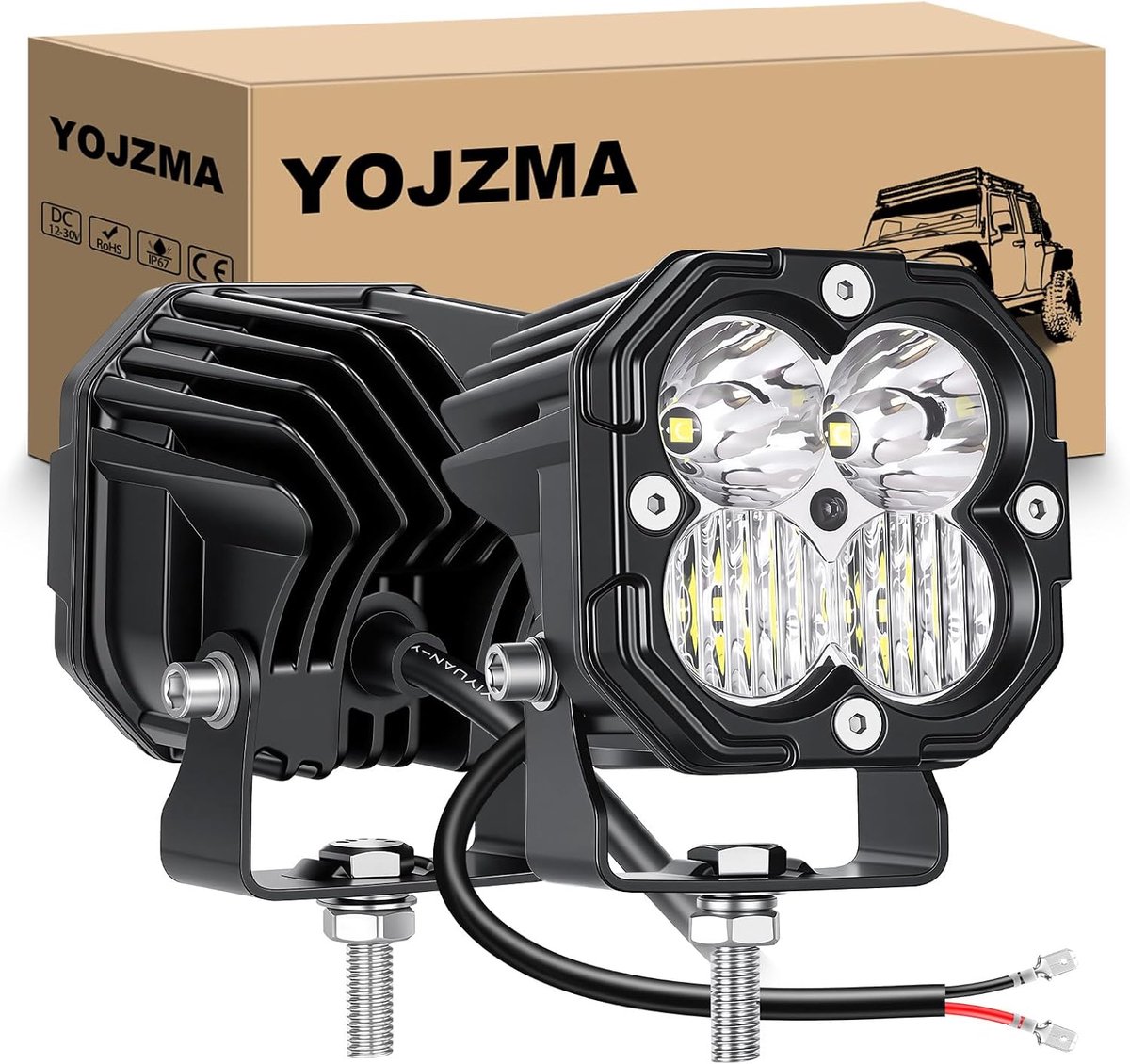 2pcs 3 Inch LED Fog Light, 30W 3000LM 6000K White, Combined Spot/Lead Light for Offroad Work for Trucks, Pickup, Car - ShopVlot