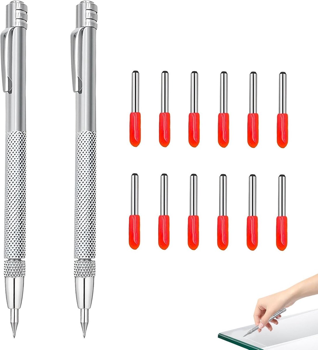 DALAETUS Tungsten Carbide Tip Scriber Pen, Magnetic, Metal Scribe Tool, 2 Pieces, 12 Replacement Marking Tips, Etching - ShopVlot