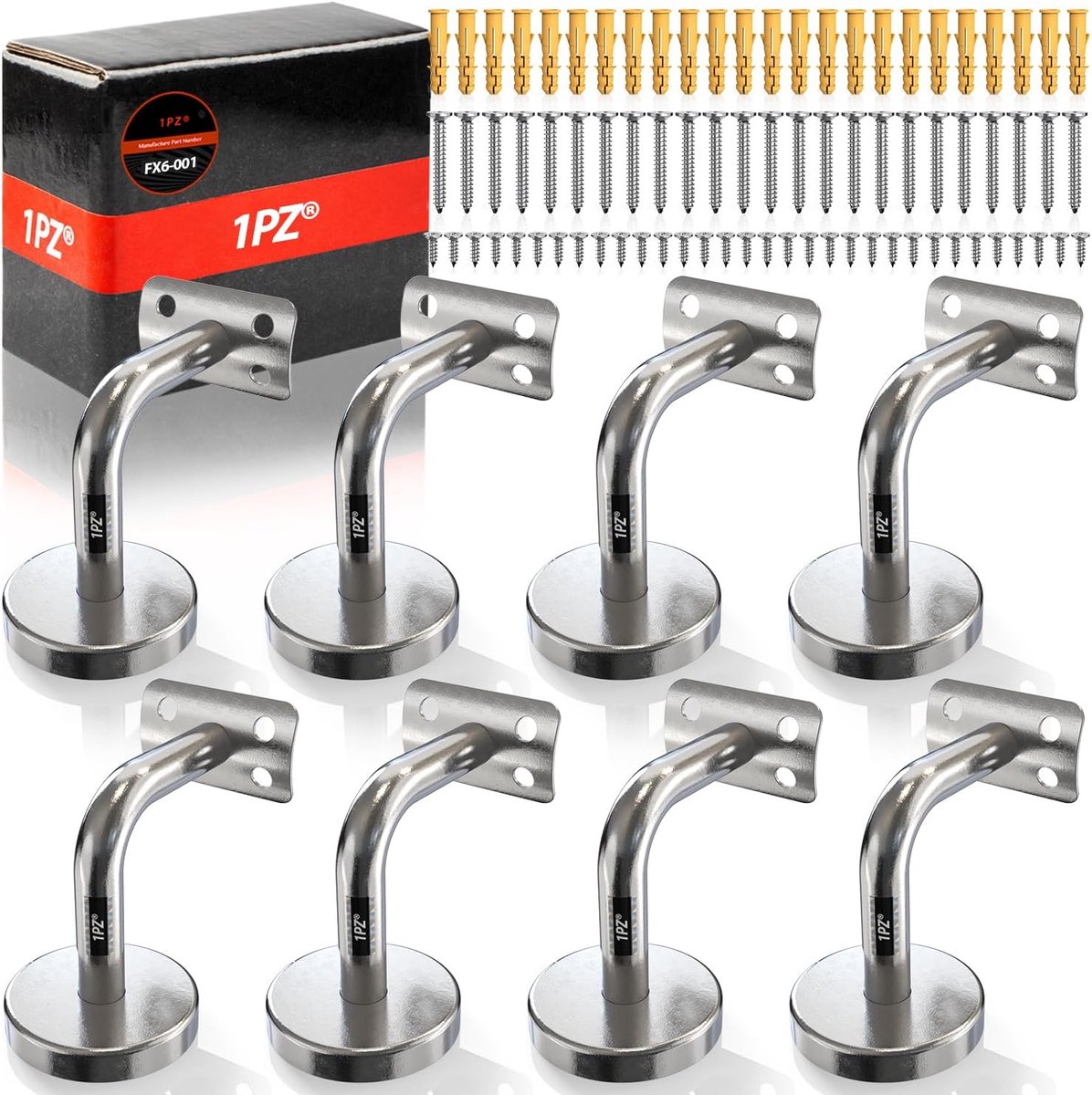 1PZ FX6-001 8pcs Stainless Steel Stair Railing Holder Stair Railing Bracket Suitable for Indoor and Outdoor Homes - ShopVlot