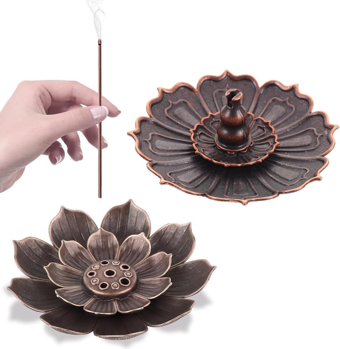 2 stuks wierookstokjeshouder, lotusstok, wierookhouder, brander, 6 gaten, wierookstokjeshouder voor wierookkegel - ShopVlot