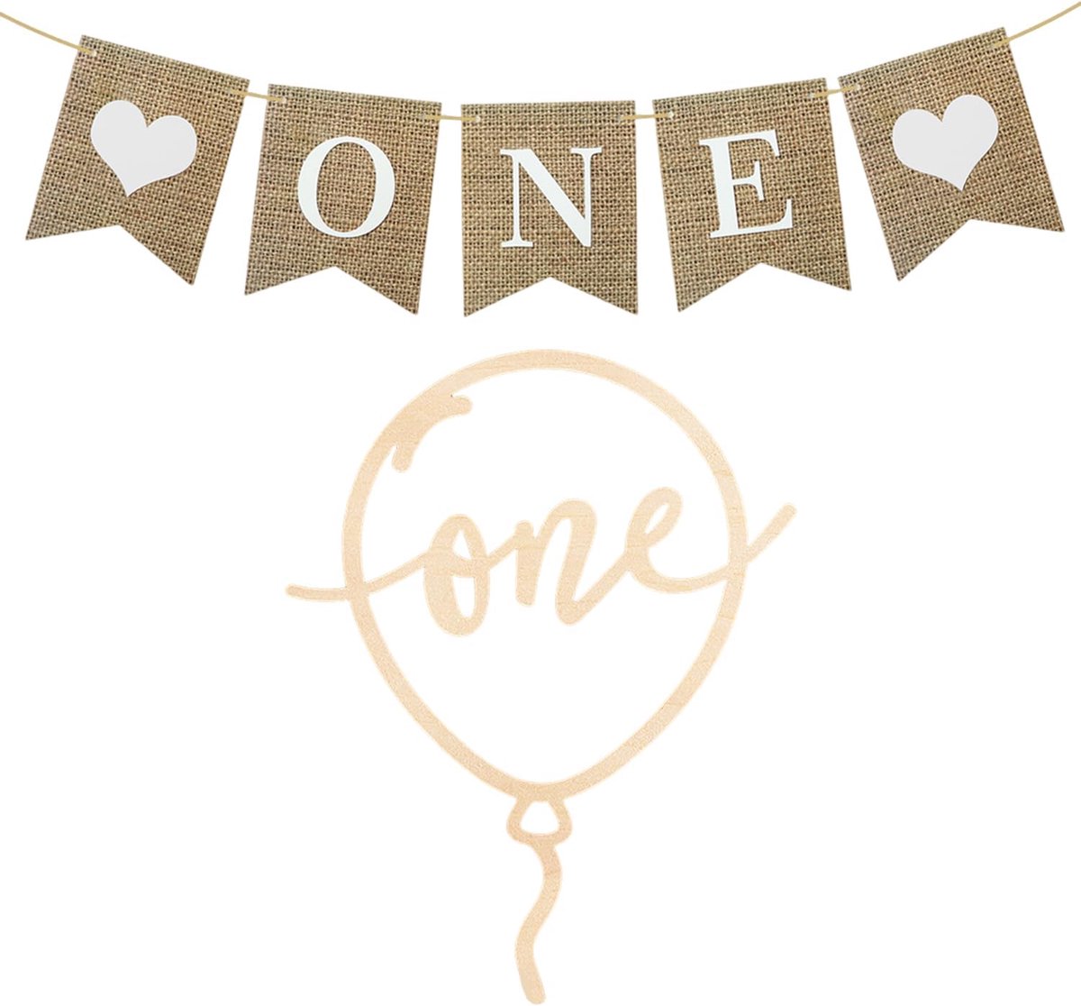 1 x wooden balloon insert, 1 x draw flag, 1st birthday, cake decoration, birthday decoration, banner insert, birthday - ShopVlot