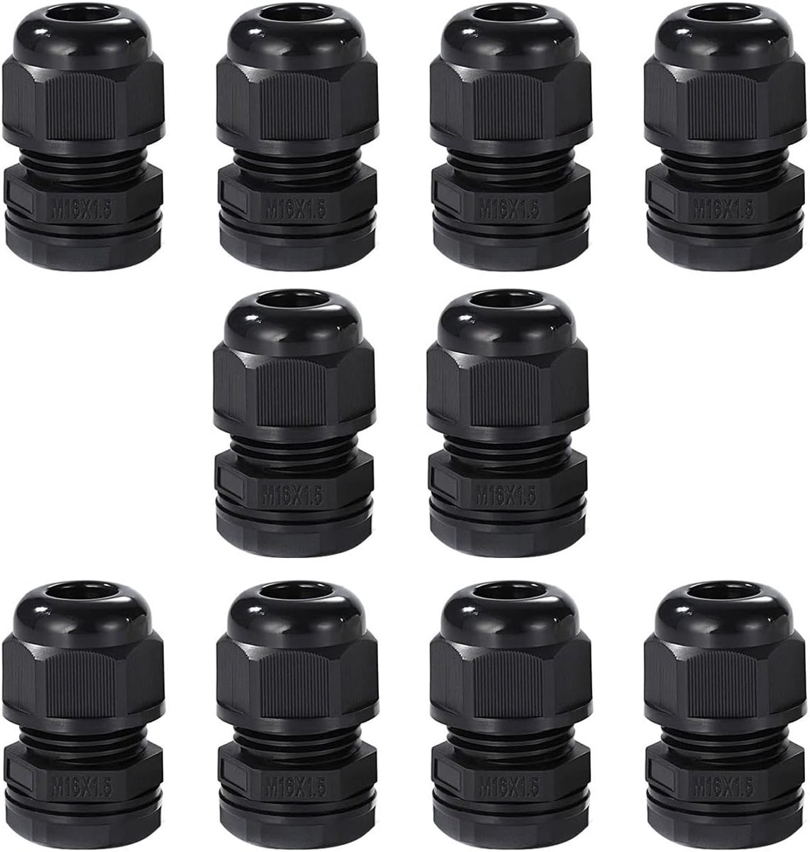 Meccion M16 Cable Gland 10pcs IP68 Waterproof Nylon Cable Connectors with Lock Nut and Washer, Suitable for 4mm-8mm - ShopVlot