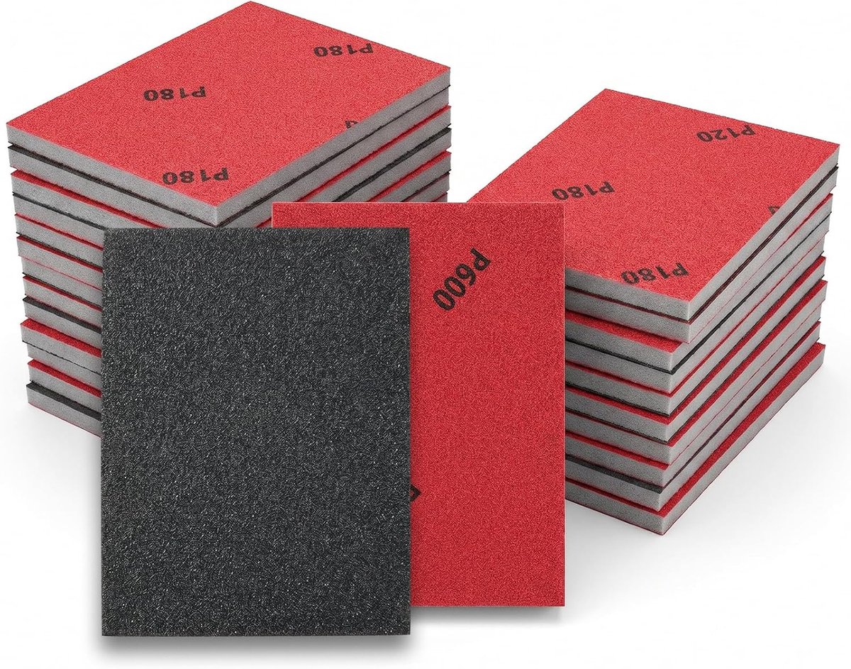 24 stuks schuimschuursponzen, schuursponzen, 120, 180, 240, 320, 400, 600, schuursponzen, zandblokken, nat en droog - ShopVlot
