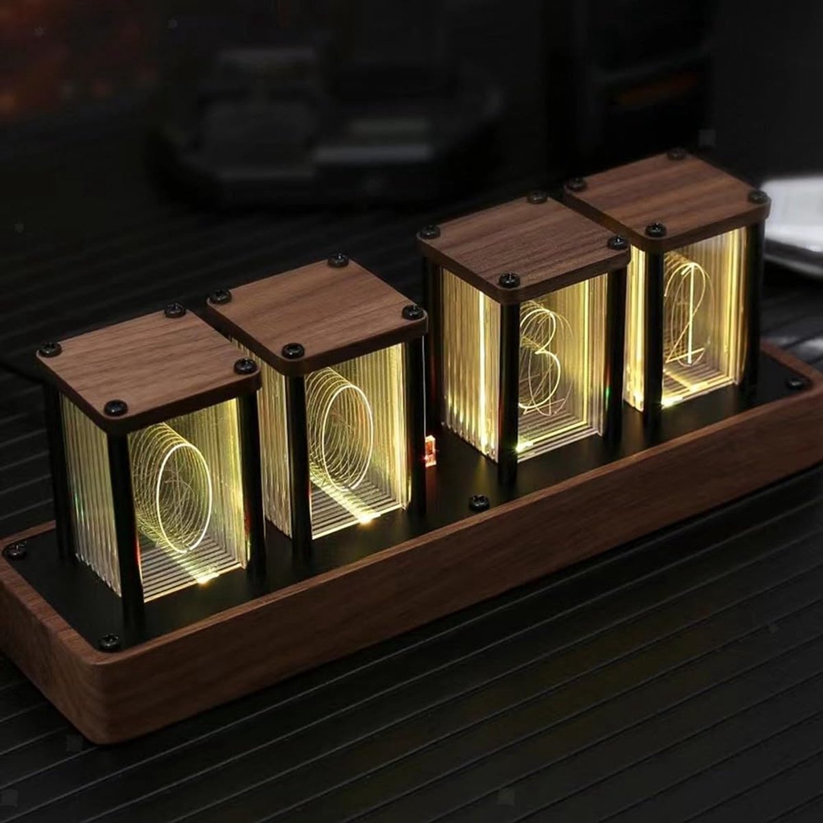 ZYWUOY Digital Nixie Tube Clock, 8 Display Modes RGB Full Color LED Desk Clocks USB Powered Color Changing Clock - ShopVlot